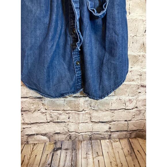 Banana Republic Shirt Dress Womens 2 Chambray Blue Full Button Front Belted - Picture 8 of 15